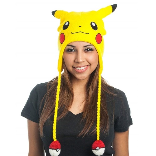 Pokemon Pikachu Fleece Beanie Cap with Ears
