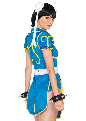 Leg Avenue Costumes 3Pc.Chun-Li Includes Romper Bun Covers and Bracelets